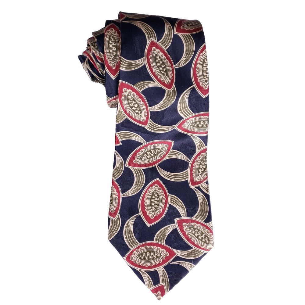 Wynwood Collection Bold Print Tie Navy Red Geometric Modcore Statement Style‎